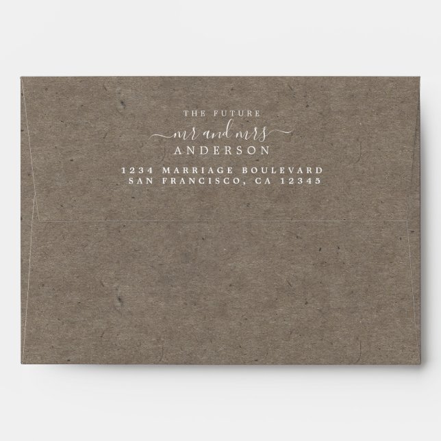 Chic Script Future Mr Mrs Wedding Return Address Envelope (Back (Top Flap))