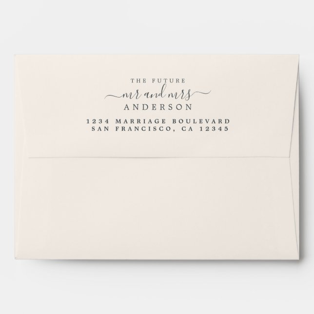 Chic Script Future Mr Mrs Wedding Return Address Envelope (Back (Top Flap))