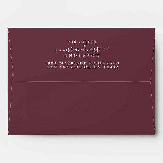 Chic Script Future Mr Mrs Wedding Return Address Envelope (Back (Top Flap))