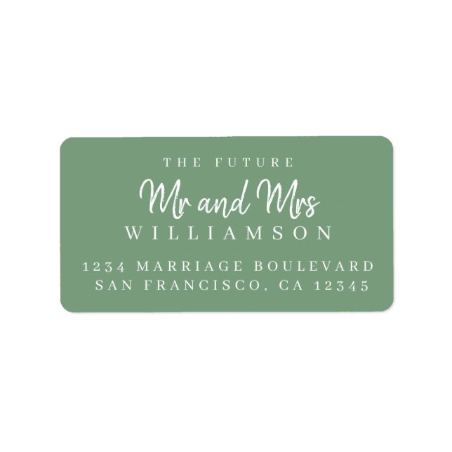 Chic Script Future Mr Mrs Wedding Return Address Label (Front)