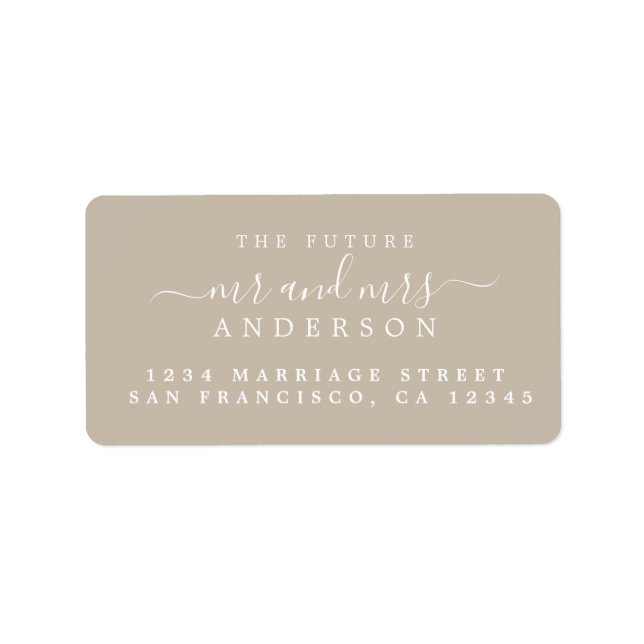 Chic Script Future Mr Mrs Wedding Return Address Label (Front)