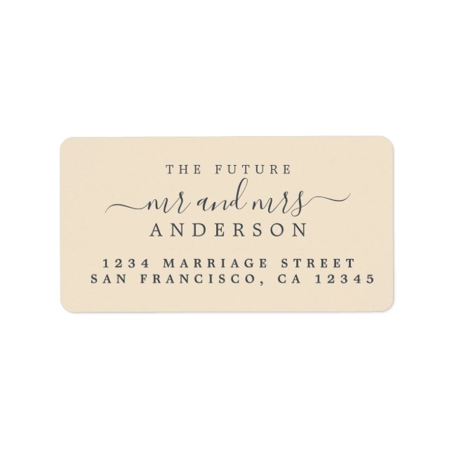 Chic Script Future Mr Mrs Wedding Return Address Label (Front)