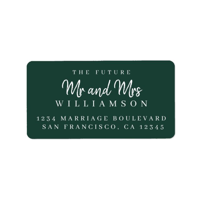 Chic Script Future Mr Mrs Wedding Return Address Label (Front)