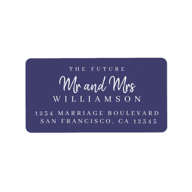 Chic Script Future Mr Mrs Wedding Return Address Label (Front)