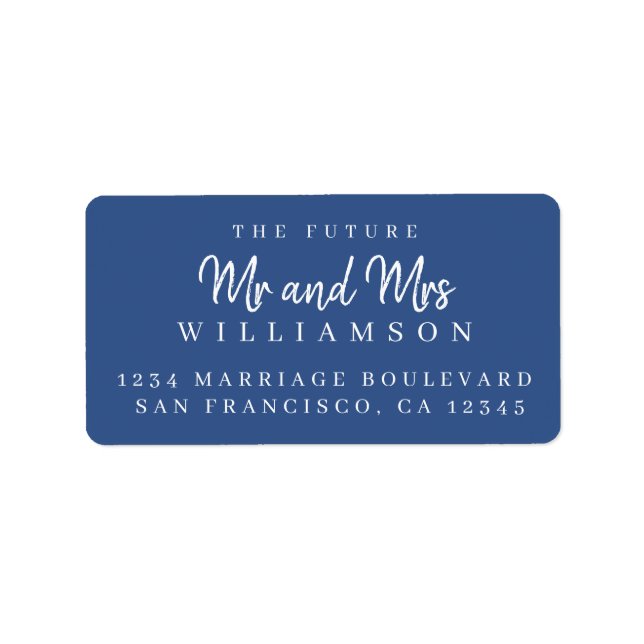 Chic Script Future Mr Mrs Wedding Return Address Label (Front)