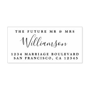 Chic Script Future Mr Mrs Wedding Return Address Rubber Stamp