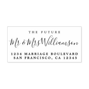 Chic Script Future Mr Mrs Wedding Return Address Rubber Stamp