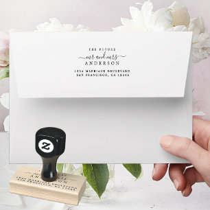 Chic Script Future Mr Mrs Wedding Return Address Rubber Stamp