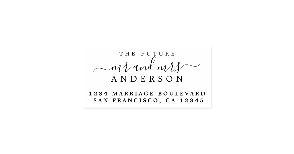 Chic Script Future Mr Mrs Wedding Return Address Rubber Stamp | Zazzle.co.uk