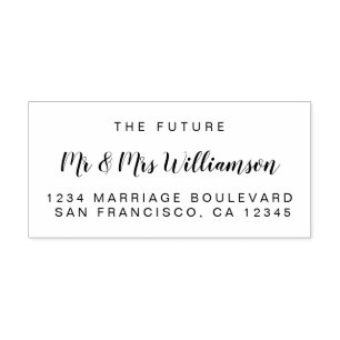 Chic Script Future Mr Mrs Wedding Return Address Self-inking Stamp
