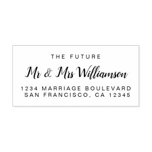 Chic Script Future Mr Mrs Wedding Return Address Self-inking Stamp