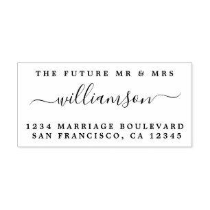 Chic Script Future Mr Mrs Wedding Return Address Self-inking Stamp