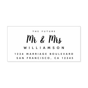 Chic Script Future Mr Mrs Wedding Return Address Self-inking Stamp