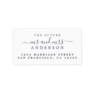 Chic Script Future Mr Mrs White Wedding Address Label