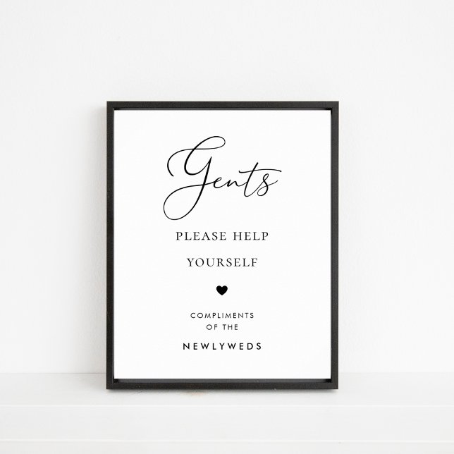 Chic Script Gents Bathroom Basket Wedding Sign (Creator Uploaded)