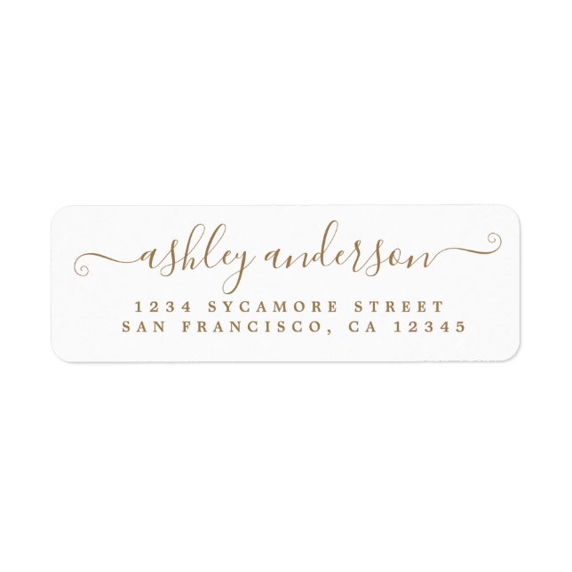 Chic Script Gold Ink Name Return Address (Front)