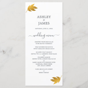 Chic Script Gold Leaf Minimal Wedding Menu
