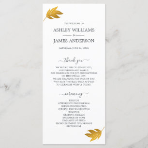 Chic Script Gold Leaf Minimal Wedding Programme