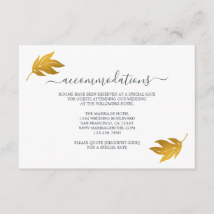 Chic Script Gold Leaf Wedding Information Enclosure Card