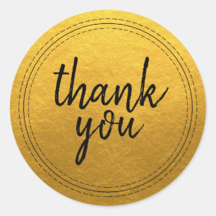 Chic Script Gold Thank You Gift Label