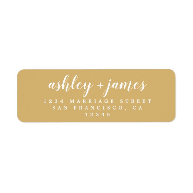 Chic Script Gold Yellow Wedding Return Address (Front)