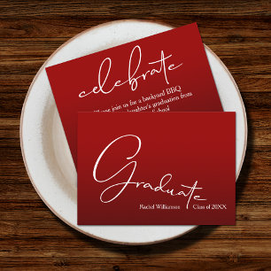 Chic Script Graduate Cardinal Red Party Enclosure Card
