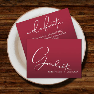 Chic Script Graduate Crimson Red Party Enclosure Card