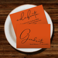 Chic Script Graduate Orange Party