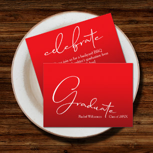 Chic Script Graduate Red Party Enclosure Card