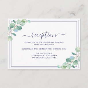 Chic Script Green Foliage Wedding Reception Enclosure Card