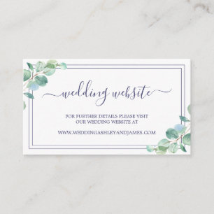 Chic Script Green Foliage Wedding Website Enclosure Card