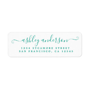 Chic Script Green Ink Name Return Address Label