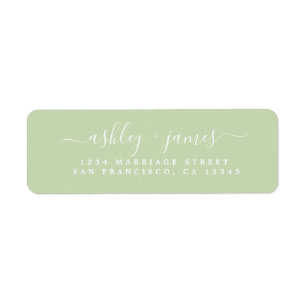 Chic Script Green Wedding Return Address