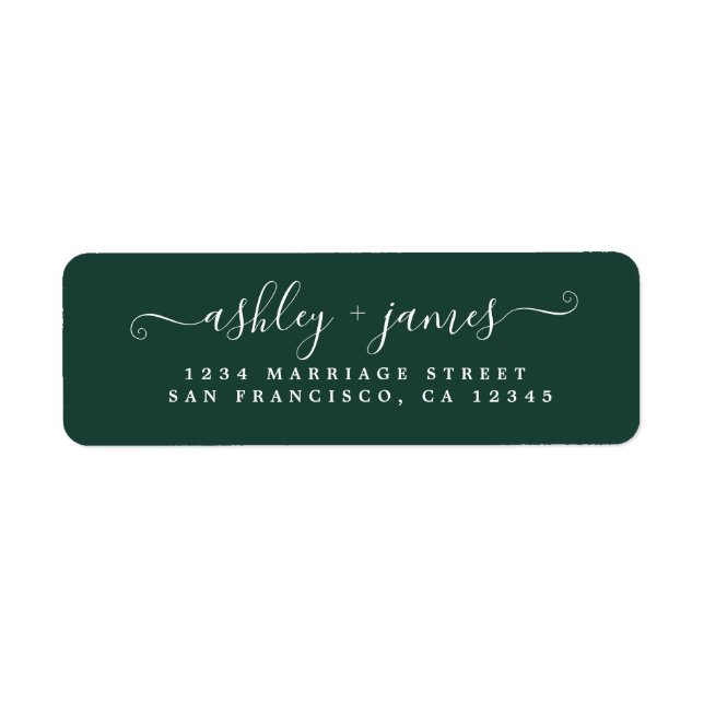 Chic Script Green Wedding Return Address (Front)