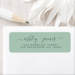 Chic Script Green Wedding Return Address<br><div class="desc">Chic, modern wedding return address label with your names in off-black elegant hand written script on a green background. Simply add your names and address. Exclusively designed for you by Happy Dolphin Studio. If you need any help or matching products please contact us at happydolphinstudio@outlook.com. We're happy to help you...</div>