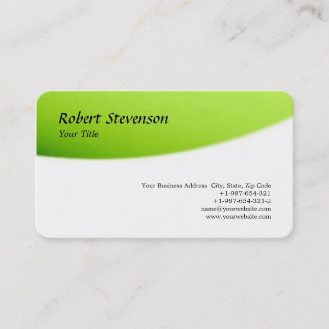 Chic Script Green & White Minimalist Design Business Card (Front)