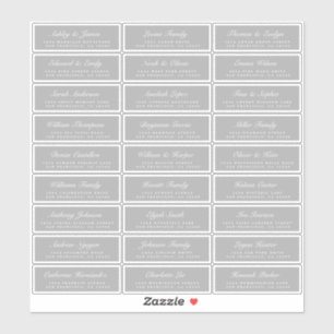 Chic Script Grey Wedding Guest Address Labels