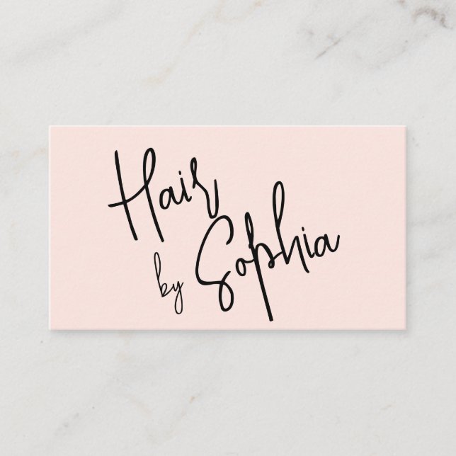 Chic Script Hair Stylist Blush Pink Business Card (Front)