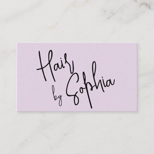Chic Script Hair Stylist Pastel Purple Business Card (Front)