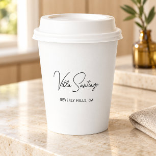 Chic Script Home Name and Location Paper Cups