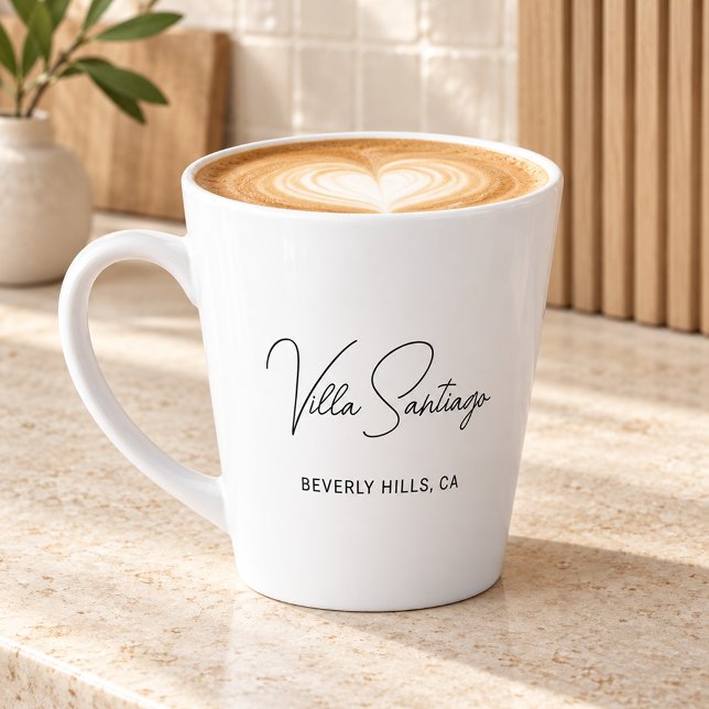 Chic Script Home Residence Name Latte Mug (Creator Uploaded)