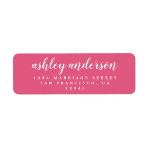 Chic Script Hot Pink Wedding Return Address
