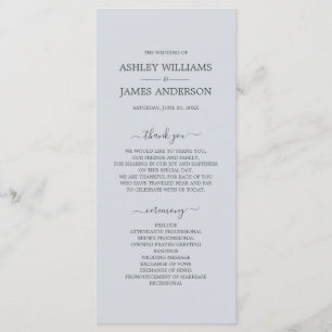 Chic Script Ice Blue Simple Minimal Wedding Programme