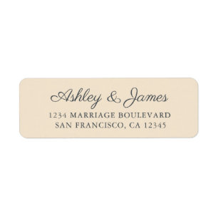 Chic Script Ivory Wedding Return Address