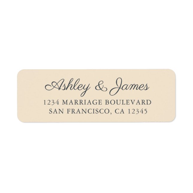 Chic Script Ivory Wedding Return Address (Front)
