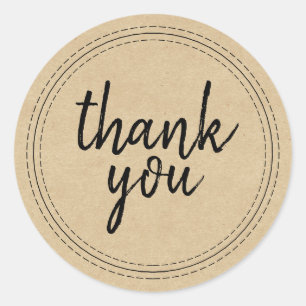 Chic Script Kraft Paper Thank You Gift Label