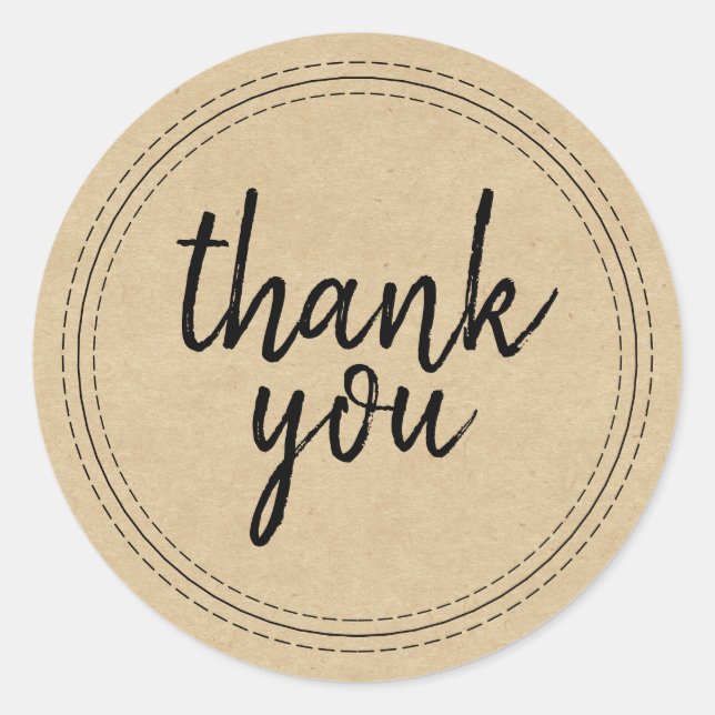 Chic Script Kraft Paper Thank You Gift Label (Front)