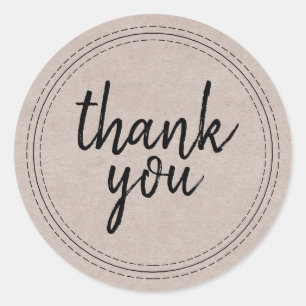 Chic Script Kraft Paper Thank You Gift Label