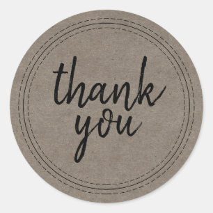 Chic Script Kraft Paper Thank You Gift Label