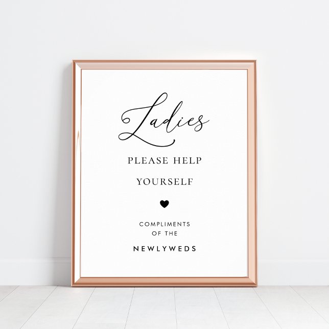 Chic Script Ladies Bathroom Basket Wedding Sign   (Creator Uploaded)
